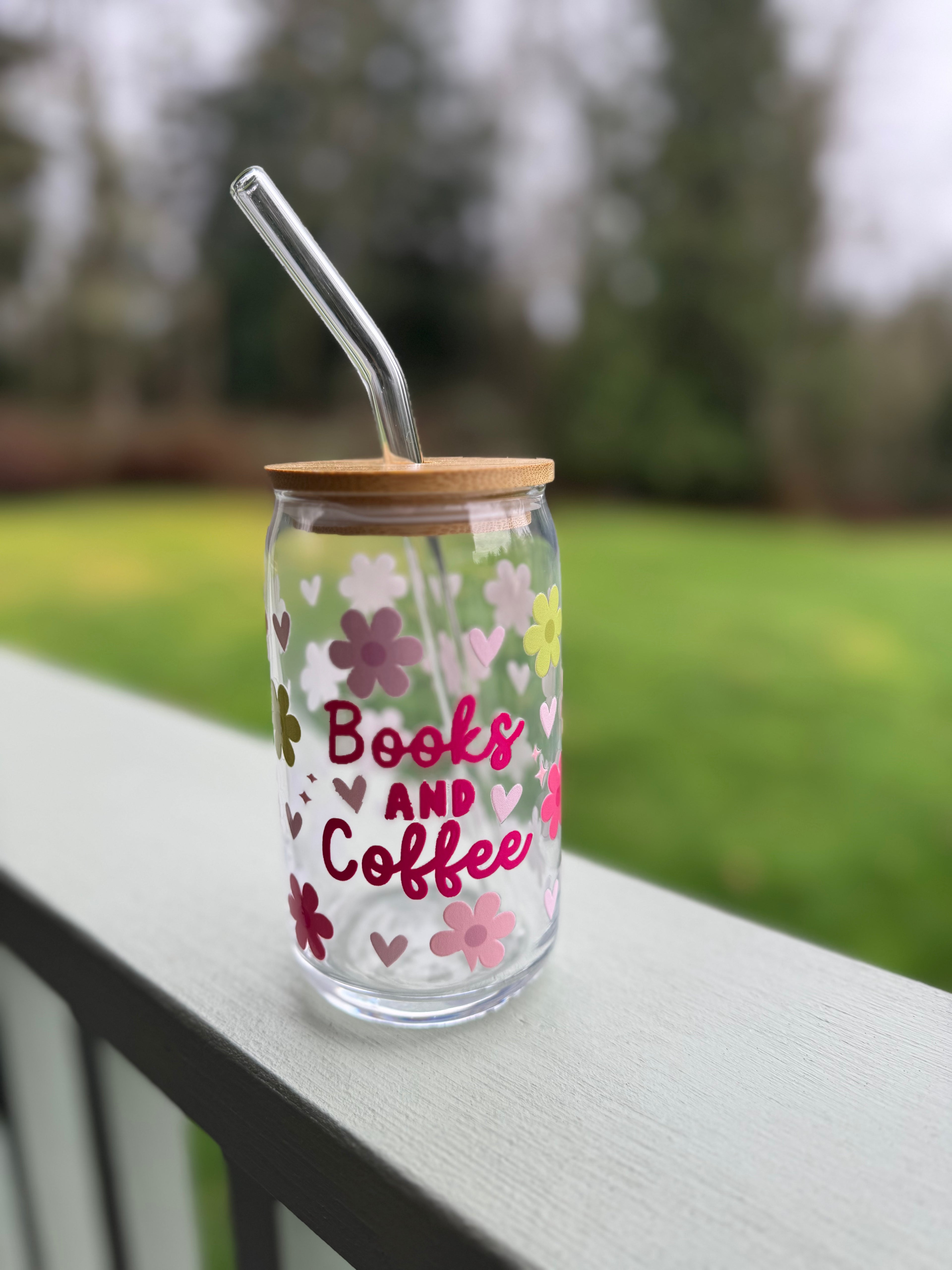 Books & Coffee Glass Tumbler